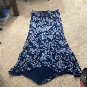 Talbots Blue Trumpet Maxi Skirt Asymmetrical Resort Wear